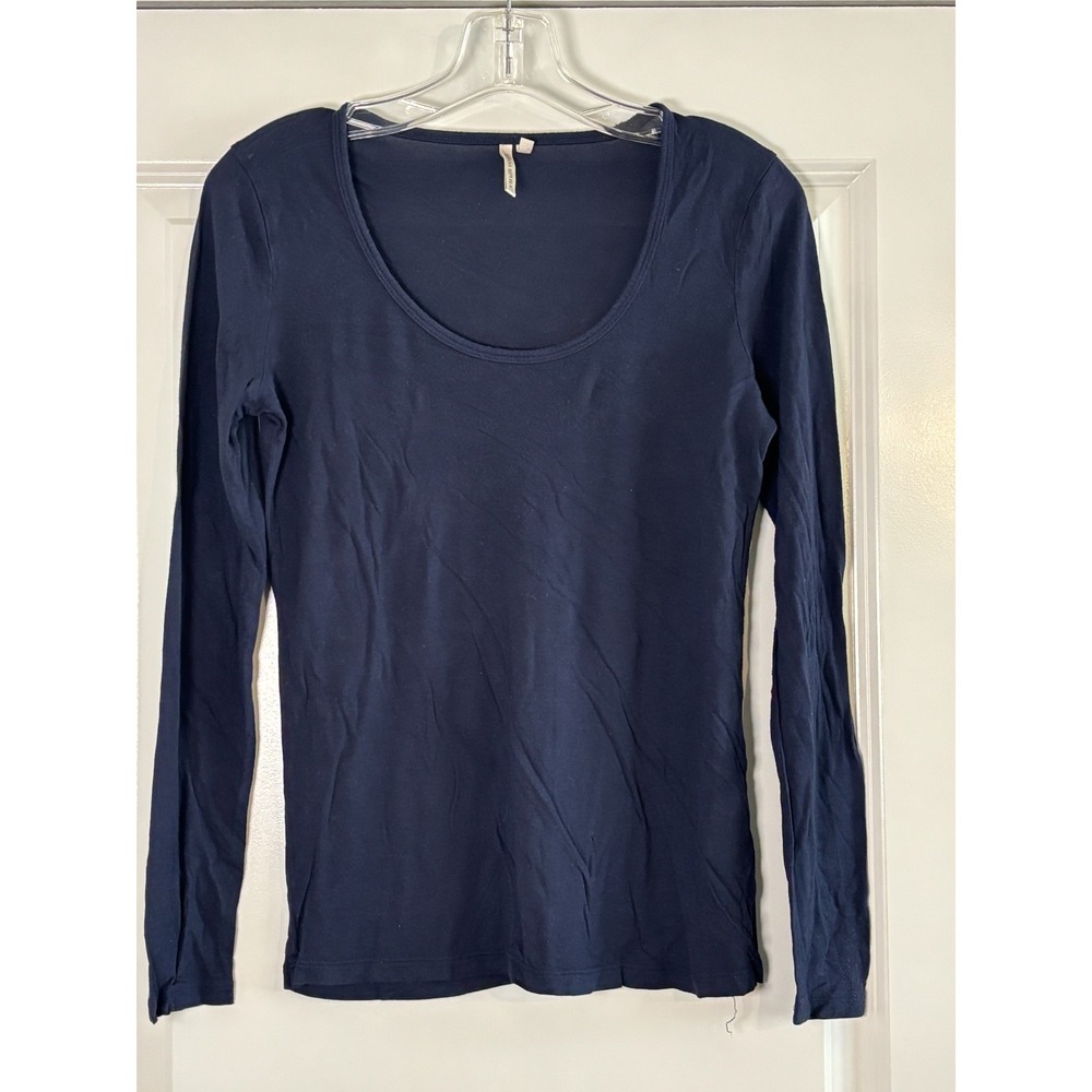 Banana Republic Essential Top Womens S Navy Blue Cotton Scoop Neck Streetwear